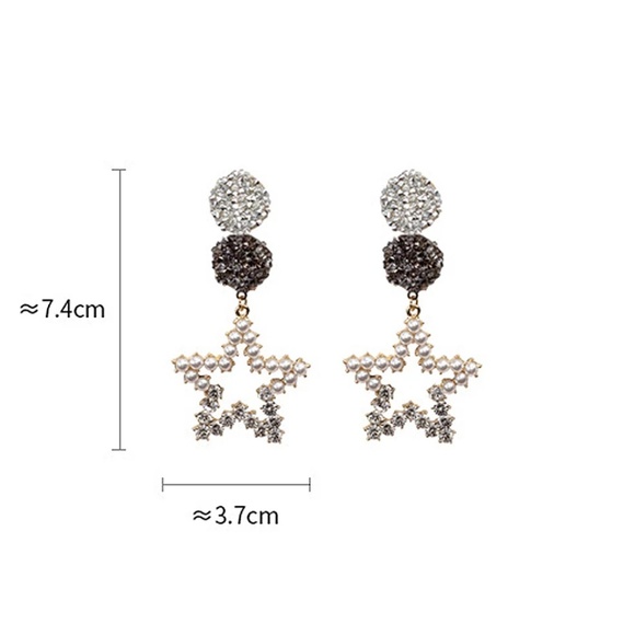 💎pearl crystal star earrings - Picture 4 of 4